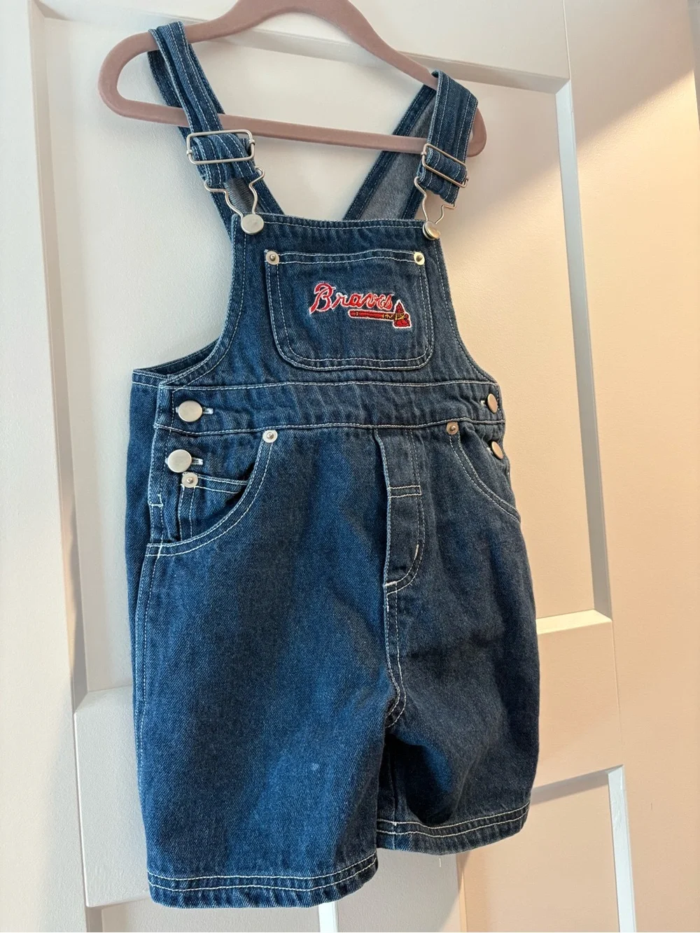 Atlanta Braves Denim Short Overalls for Kids - Blue